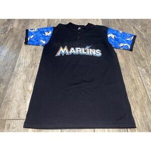 Florida Marlins MLB 2 button JERSEY SHIRT Men's Medium Black Multi